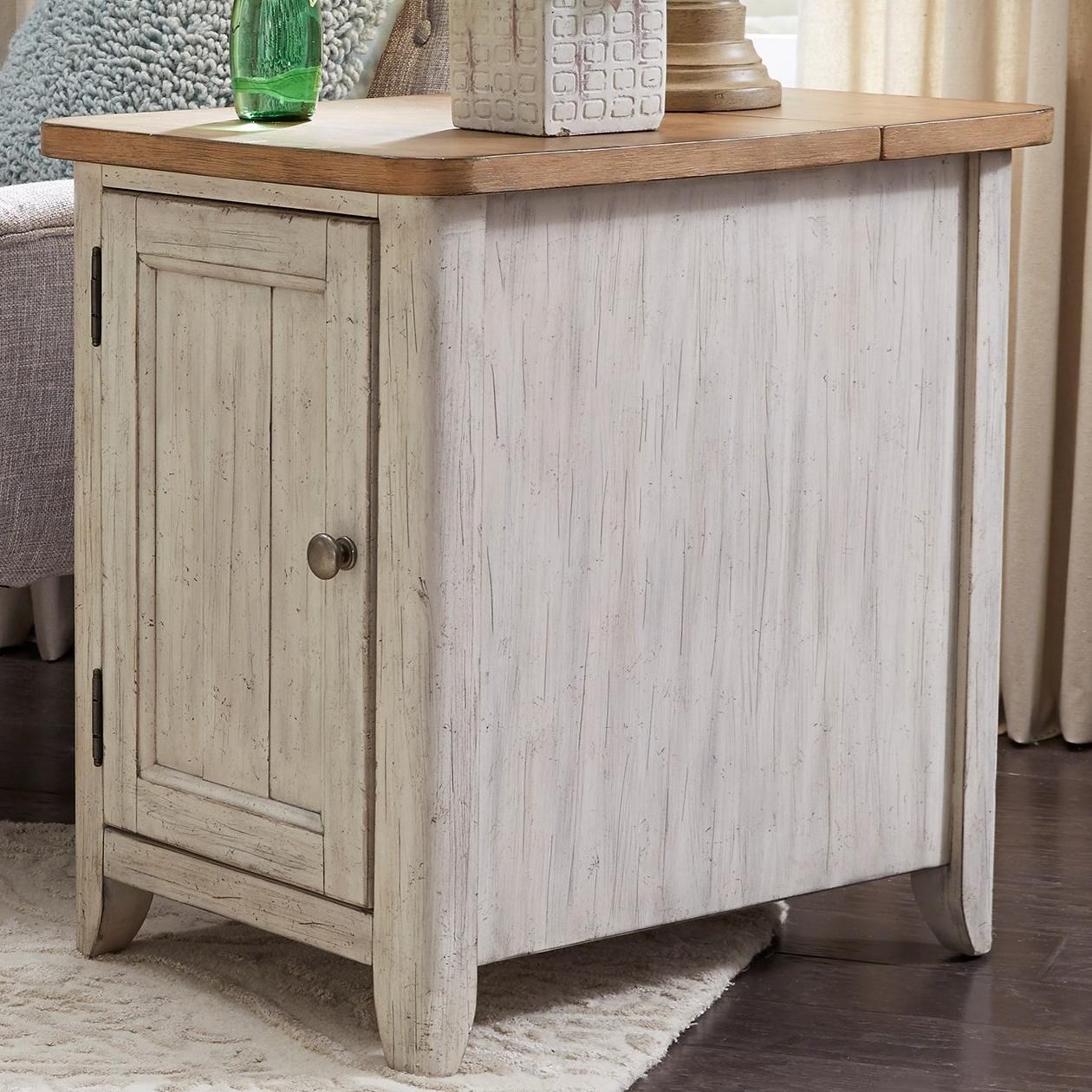 Liberty Furniture Farmhouse Reimagined Relaxed Vintage Door Chair Side Table with Built in